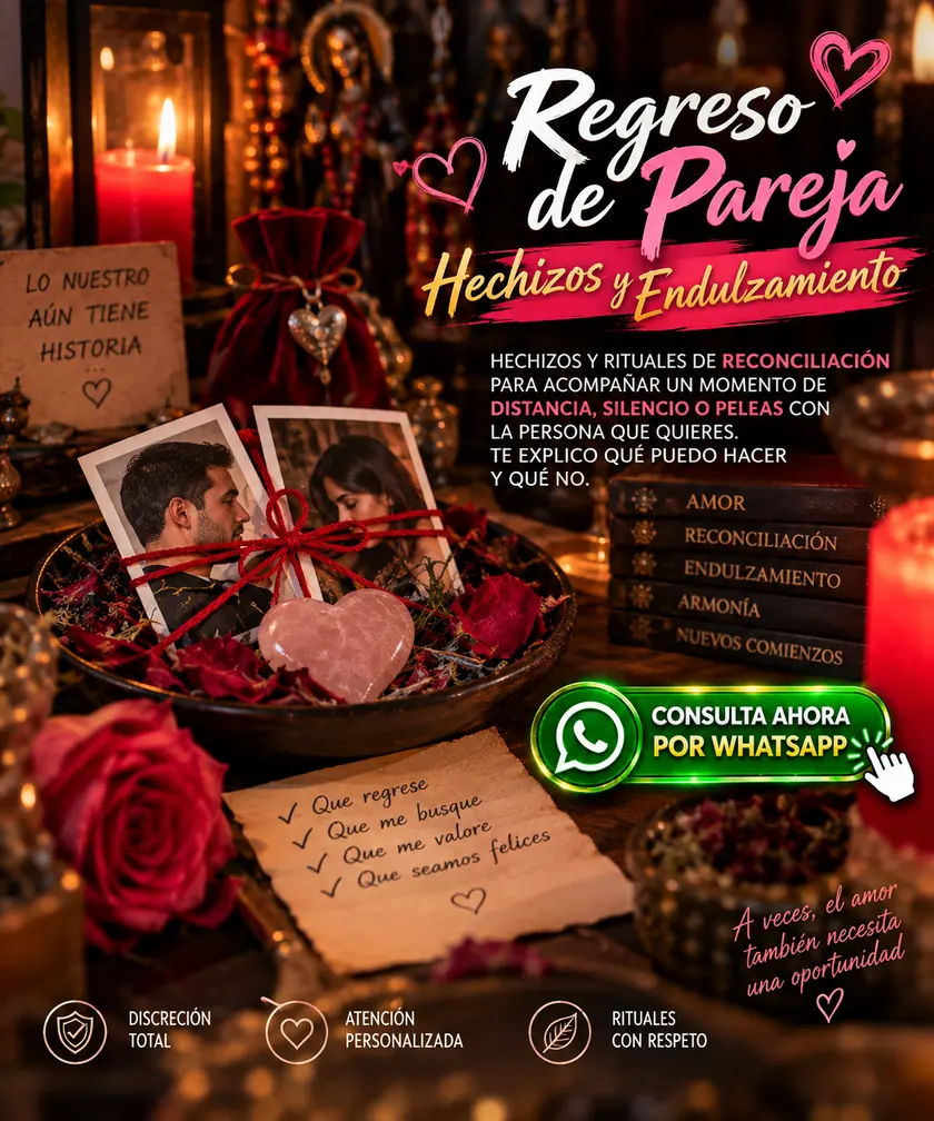 Regreso de pareja, hechizos y endulzamiento: hechizos y rituales de reconciliación para acompañar un momento de distancia, silencio o peleas. Consulta ahora por WhatsApp